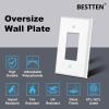 imageBESTTEN 10 Pack 1Gang Jumbo Duplex Receptacle Outlet Wall Plate OverSize Unbreakable Polycarbonate Electrical Outlet Plate and Switch Cover ETL Listed White10