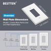 imageBESTTEN 10 Pack 1Gang Jumbo Duplex Receptacle Outlet Wall Plate OverSize Unbreakable Polycarbonate Electrical Outlet Plate and Switch Cover ETL Listed White10