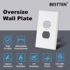 imageBESTTEN 10 Pack 1Gang Jumbo Duplex Receptacle Outlet Wall Plate OverSize Unbreakable Polycarbonate Electrical Outlet Plate and Switch Cover ETL Listed White10