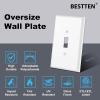 imageBESTTEN 10 Pack 1Gang Jumbo Duplex Receptacle Outlet Wall Plate OverSize Unbreakable Polycarbonate Electrical Outlet Plate and Switch Cover ETL Listed White10