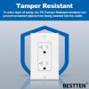 imageBESTTEN 10 Pack 20 Amp Decor Wall Receptacle Outlet 20A TamperResistant TR Electrical Outlet with Wall Plate Residential and Commercial Use UL Listed White50