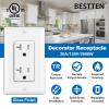 imageBESTTEN 10 Pack 20 Amp Decor Wall Receptacle Outlet 20A TamperResistant TR Electrical Outlet with Wall Plate Residential and Commercial Use UL Listed White50