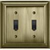 imageBESTTEN 2 Gang Toggle Light Switch Wall Plates Metal Grand Collection Corrosion Resistant Light Switch Cover Antique Brass 5 PackAntique Brass
