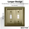 imageBESTTEN 2 Gang Toggle Light Switch Wall Plates Metal Grand Collection Corrosion Resistant Light Switch Cover Antique Brass 5 PackAntique Brass