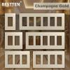 imageBESTTEN 2 Pack 3Gang Screwless Outlet Cover Decor Wall Plate H469 x W654 Signature Collection Gold for Light Switch Dimmer Receptacle