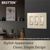 imageBESTTEN 2 Pack 3Gang Screwless Outlet Cover Decor Wall Plate H469 x W654 Signature Collection Gold for Light Switch Dimmer Receptacle