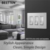 imageBESTTEN 2 Pack 3Gang Silver Screwless Wall Plate Decorator Switch Plate Outlet Cover Signature Collection USWP8 Series H469 x W654 for Dimmer ReceptacleSilver
