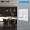 imageBESTTEN 2 Pack 3Gang Silver Screwless Wall Plate Decorator Switch Plate Outlet Cover Signature Collection USWP8 Series H469 x W654 for Dimmer ReceptacleMatte Snow White