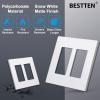 imageBESTTEN 2 Pack 3Gang Silver Screwless Wall Plate Decorator Switch Plate Outlet Cover Signature Collection USWP8 Series H469 x W654 for Dimmer ReceptacleMatte Snow White