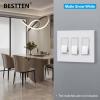 imageBESTTEN 2 Pack 3Gang Silver Screwless Wall Plate Decorator Switch Plate Outlet Cover Signature Collection USWP8 Series H469 x W654 for Dimmer ReceptacleMatte Snow White