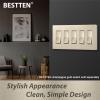 imageBESTTEN 2 Pack 3Gang Silver Screwless Wall Plate Decorator Switch Plate Outlet Cover Signature Collection USWP8 Series H469 x W654 for Dimmer ReceptacleChampagne Gold