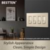 imageBESTTEN 2 Pack 3Gang Silver Screwless Wall Plate Decorator Switch Plate Outlet Cover Signature Collection USWP8 Series H469 x W654 for Dimmer ReceptacleChampagne Gold
