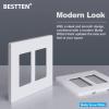 imageBESTTEN 2 Pack 3Gang Silver Screwless Wall Plate Decorator Switch Plate Outlet Cover Signature Collection USWP8 Series H469 x W654 for Dimmer ReceptacleMatte Snow White