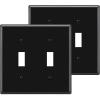 imageBESTTEN 2 Pack 3Gang Toggle Wall Plate Unbreakable Polycarbonate Toggle Light Switch Cover Standard Size UL Listed WhiteBlack