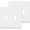 imageBESTTEN 2 Pack 3Gang Toggle Wall Plate Unbreakable Polycarbonate Toggle Light Switch Cover Standard Size UL Listed WhiteWhite