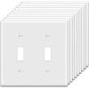 imageBESTTEN 2 Pack 3Gang Toggle Wall Plate Unbreakable Polycarbonate Toggle Light Switch Cover Standard Size UL Listed WhiteWhite