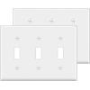 imageBESTTEN 2 Pack 3Gang Toggle Wall Plate Unbreakable Polycarbonate Toggle Light Switch Cover Standard Size UL Listed WhiteWhite