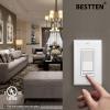 imageBESTTEN 2 Pack Almond Dimmer Wall Light Switch Compatible with Dimmable LED CFL Incandescent and Halogen Bulb Single Pole or 3Way Dimmer Switches 120VAC Decorator Wall Plate IncludedWhite
