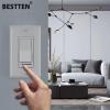 imageBESTTEN 2 Pack Almond Dimmer Wall Light Switch Compatible with Dimmable LED CFL Incandescent and Halogen Bulb Single Pole or 3Way Dimmer Switches 120VAC Decorator Wall Plate IncludedGray