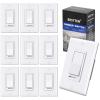 imageBESTTEN 2 Pack Almond Dimmer Wall Light Switch Compatible with Dimmable LED CFL Incandescent and Halogen Bulb Single Pole or 3Way Dimmer Switches 120VAC Decorator Wall Plate IncludedWhite
