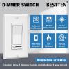 imageBESTTEN 2 Pack Almond Dimmer Wall Light Switch Compatible with Dimmable LED CFL Incandescent and Halogen Bulb Single Pole or 3Way Dimmer Switches 120VAC Decorator Wall Plate IncludedWhite
