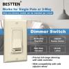 imageBESTTEN 2 Pack Almond Dimmer Wall Light Switch Compatible with Dimmable LED CFL Incandescent and Halogen Bulb Single Pole or 3Way Dimmer Switches 120VAC Decorator Wall Plate IncludedAlmond