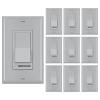 imageBESTTEN 2 Pack Almond Dimmer Wall Light Switch Compatible with Dimmable LED CFL Incandescent and Halogen Bulb Single Pole or 3Way Dimmer Switches 120VAC Decorator Wall Plate IncludedGray