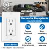imageBESTTEN 20 Amp Decorator Wall Receptacle Outlet TamperResistant 20A125V2500W Residential ampamp Commercial Use UL Listed 10 Pack White15 Amp