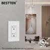 imageBESTTEN 20 Amp Decorator Wall Receptacle Outlet TamperResistant 20A125V2500W Residential ampamp Commercial Use UL Listed 10 Pack White20 Amp