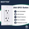 imageBESTTEN 20 Amp GFCI Outlet with Thinner Design GFI Electrical Outlet with LED Indicator NonTamperResistant GFCI Receptacle Wallplate Included ETL Certified 10 Pack White20 Amp