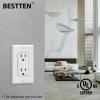 imageBESTTEN 20 Pack 15 Amp Decorator Wall Receptacle Outlet NonTamperResistant Wallplate Included 15A125V1875W UL Listed White15 Amp
