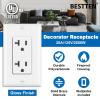 imageBESTTEN 20 Pack 15 Amp Decorator Wall Receptacle Outlet NonTamperResistant Wallplate Included 15A125V1875W UL Listed White20 Amp