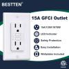 imageBESTTEN 20 Pack 15 Amp GFCI Outlet with Thinner Design 15A GFI Receptacle with LED Indicator NonTamperResistant Ground Fault Circuit Interrupter Wallplate Included ETL Certified White15 Amp