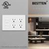 imageBESTTEN 20 Pack 1Gang Duplex Wall Plate Standard Size Unbreakable Polycarbonate Receptacle Outlet Cover and Switch Cover UL Listed WhiteWhite