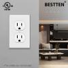imageBESTTEN 20 Pack 1Gang Duplex Wall Plate Standard Size Unbreakable Polycarbonate Receptacle Outlet Cover and Switch Cover UL Listed WhiteWhite