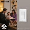 imageBESTTEN 30 Pack SinglePole Decorator Wall Light Switch 15A 120277V Paddle Wall Switch OnOff Rocker Interrupter UL Listed White3 Way