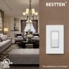 imageBESTTEN 30 Pack SinglePole Decorator Wall Light Switch 15A 120277V Paddle Wall Switch OnOff Rocker Interrupter UL Listed WhiteSingle Pole