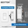 imageBESTTEN 30 Pack SinglePole Decorator Wall Light Switch 15A 120277V Paddle Wall Switch OnOff Rocker Interrupter UL Listed WhiteSingle Pole