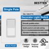 imageBESTTEN 30 Pack SinglePole Decorator Wall Light Switch 15A 120277V Paddle Wall Switch OnOff Rocker Interrupter UL Listed WhiteSingle Pole