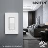 imageBESTTEN 30 Pack SinglePole Decorator Wall Light Switch 15A 120277V Paddle Wall Switch OnOff Rocker Interrupter UL Listed WhiteSingle Pole
