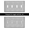 imageBESTTEN 4 Gang Toggle Switch Metal Wall Plate with hite or Clear Plastic Film Industrial Grade Stainless Steel Material Brushed Finish Stainless Steel Light Switch Cover Standard Size SilverBrushed Stainless Steel