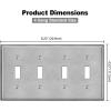 imageBESTTEN 4 Gang Toggle Switch Metal Wall Plate with hite or Clear Plastic Film Industrial Grade Stainless Steel Material Brushed Finish Stainless Steel Light Switch Cover Standard Size SilverBrushed Stainless Steel