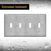 imageBESTTEN 4 Gang Toggle Switch Metal Wall Plate with hite or Clear Plastic Film Industrial Grade Stainless Steel Material Brushed Finish Stainless Steel Light Switch Cover Standard Size SilverBrushed Stainless Steel