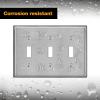 imageBESTTEN 4 Gang Toggle Switch Metal Wall Plate with hite or Clear Plastic Film Industrial Grade Stainless Steel Material Brushed Finish Stainless Steel Light Switch Cover Standard Size SilverBrushed Stainless Steel