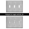 imageBESTTEN 4 Gang Toggle Switch Metal Wall Plate with hite or Clear Plastic Film Industrial Grade Stainless Steel Material Brushed Finish Stainless Steel Light Switch Cover Standard Size SilverBrushed Stainless Steel