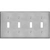 imageBESTTEN 4 Gang Toggle Switch Metal Wall Plate with hite or Clear Plastic Film Industrial Grade Stainless Steel Material Brushed Finish Stainless Steel Light Switch Cover Standard Size SilverBrushed Stainless Steel
