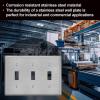 imageBESTTEN 4 Gang Toggle Switch Metal Wall Plate with hite or Clear Plastic Film Industrial Grade Stainless Steel Material Brushed Finish Stainless Steel Light Switch Cover Standard Size SilverBrushed Stainless Steel