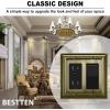 imageBESTTEN 4 Gang Zinc Alloy Aged Brass Metal Decor Wall Plate Grand Collection Decorator Antique Brass Outlet Cover for Switch or Receptacle Durable Corrosion ResistantAntique Brass