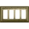imageBESTTEN 4 Gang Zinc Alloy Aged Brass Metal Decor Wall Plate Grand Collection Decorator Antique Brass Outlet Cover for Switch or Receptacle Durable Corrosion ResistantAntique Brass
