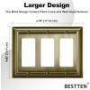 imageBESTTEN 4 Gang Zinc Alloy Aged Brass Metal Decor Wall Plate Grand Collection Decorator Antique Brass Outlet Cover for Switch or Receptacle Durable Corrosion ResistantAntique Brass